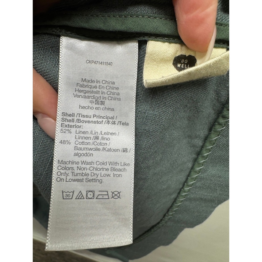 Madewell Trench Coat Womens M Green Linen Cotton Blend Belted Drapey Long Jacket - Picture 4 of 6
